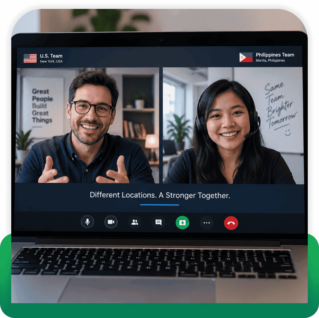 US and Philippines team members collaborating on a video call